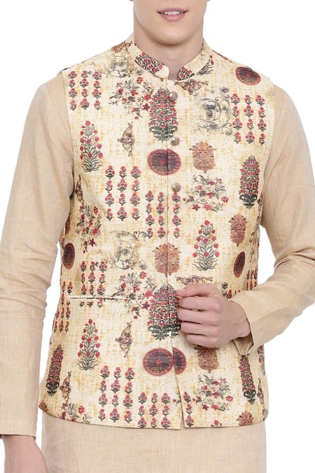 Mayank Modi - Men Chanderi Printed Bundi 