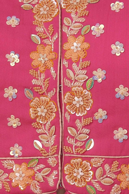 Salian By Anushree_Pink Georgette Embellished Kurta Sharara Set_at_Aza_Fashions