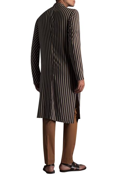 Shop Qbik White Viscose Polyester Overlap Kurta With Trouser at Aza Fashions Shop_Qbik_White Viscose Polyester Overlap Kurta With Trouser_at_Aza_Fashions