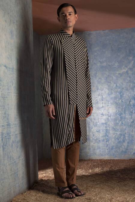 Buy Qbik White Viscose Polyester Overlap Kurta With Trouser Online at Aza Fashions Buy_Qbik_White Viscose Polyester Overlap Kurta With Trouser_Online_at_Aza_Fashions