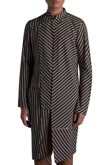 Shop Qbik White Viscose Polyester Overlap Kurta With Trouser Online at Aza Fashions Shop_Qbik_White Viscose Polyester Overlap Kurta With Trouser_Online_at_Aza_Fashions