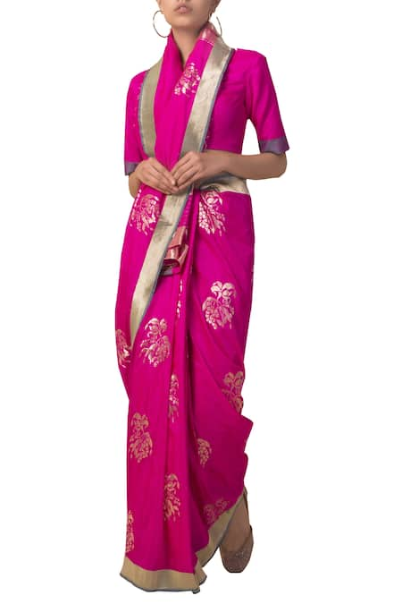 Ekaya x Masaba Pink Handwoven Silk Saree