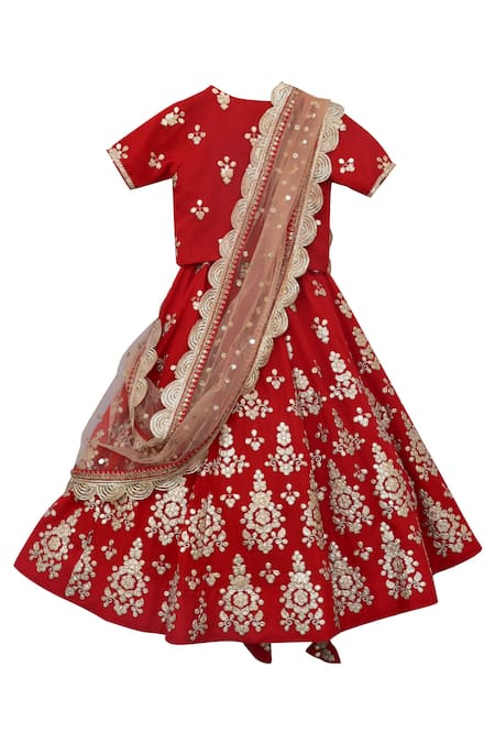 Fayon Kids Gota Patti Embroidered Lehenga Set 