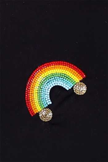 Partykles_Black Cotton Embroidery Rainbow Shirt _Online_at_Aza_Fashions