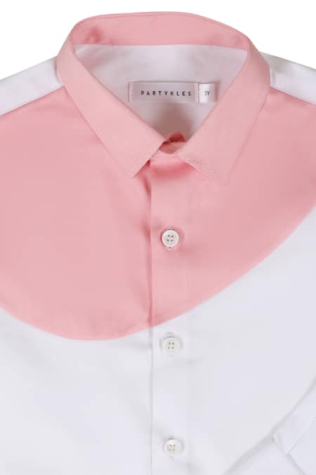 Partykles White Cotton Color Block Shirt Online at Aza Fashions Partykles_White Cotton Color Block Shirt_Online_at_Aza_Fashions