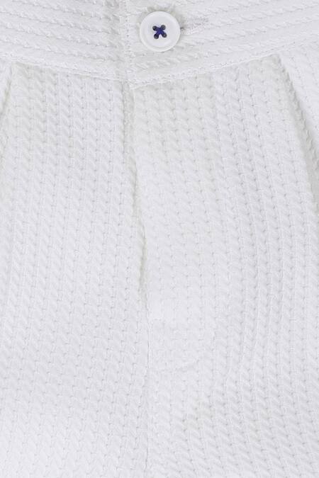 Partykles_White Cotton Textured Trouser_Online_at_Aza_Fashions