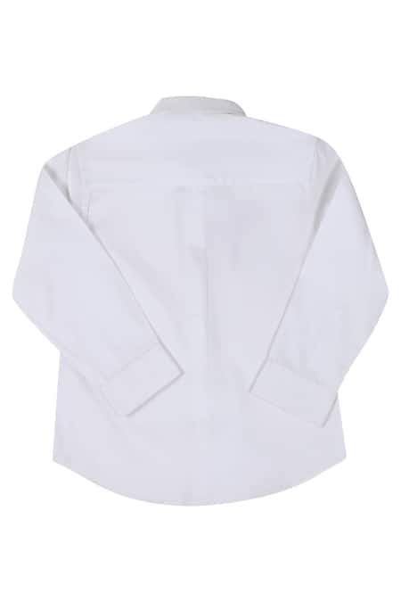 Shop Partykles White Cotton Embroidery Zebra Shirt at Aza Fashions Shop_Partykles_White Cotton Embroidery Zebra Shirt _at_Aza_Fashions