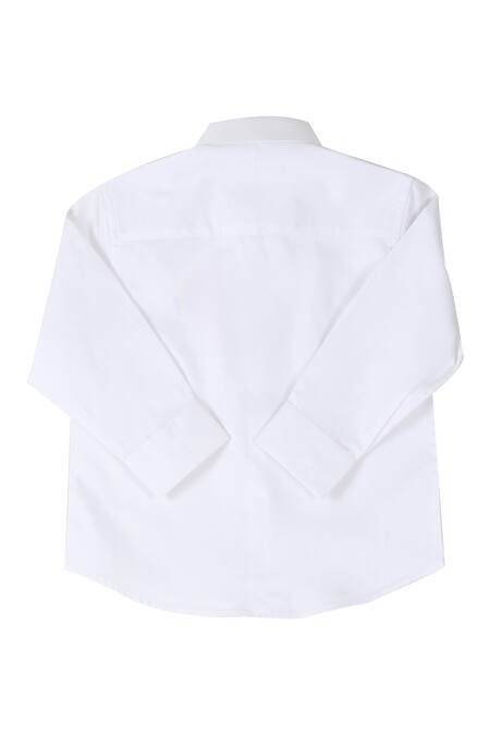 Shop Partykles White Cotton Embroidery Shirt With Motif at Aza Fashions Shop_Partykles_White Cotton Embroidery Shirt With Motif_at_Aza_Fashions