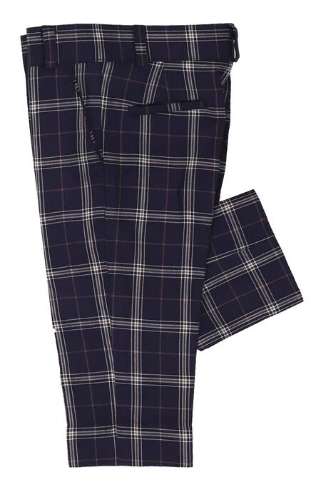 Partykles_Black Terryrayon Checkered Waistcoat And Trouser Set _Online_at_Aza_Fashions