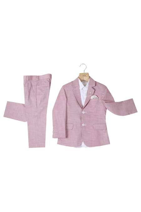 Partykles White Terryrayon Textured Blazer Jacket And Trouser Set 