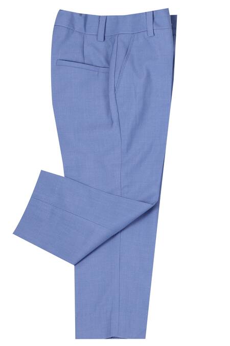 Shop Partykles Blue Terryrayon Blazer Set With Trouser at Aza Fashions Shop_Partykles_Blue Terryrayon Blazer Set With Trouser _at_Aza_Fashions