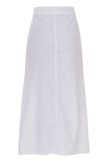 Rouka By Sreejith Jeevan_White Cotton Flared Skirt_Online_at_Aza_Fashions
