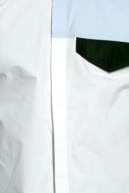 Sahil Aneja_White Cotton Stand And Fall Collar Shirt_Online_at_Aza_Fashions