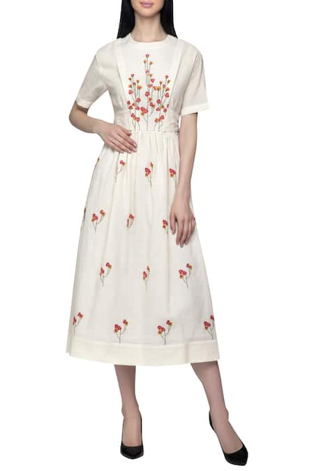 S & V Designs Embroidered Midi Dress 