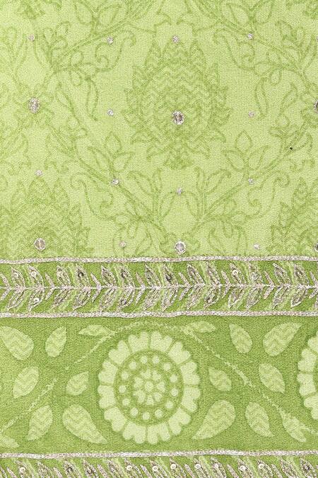 Buy_RI.Ritu Kumar_Green Silk Chinon Printed And Embroidered Saree With Unstitched Blouse_Online_at_Aza_Fashions