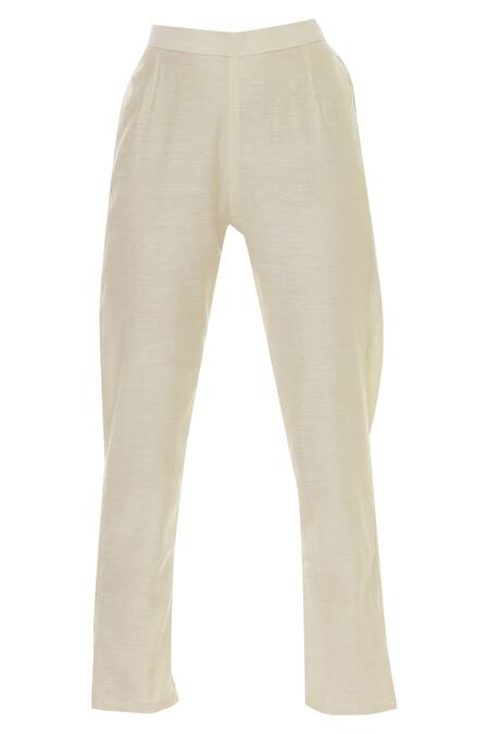 Shop_Samyukta Singhania_Cream Voil Round Chanderi Kurta Set _Online_at_Aza_Fashions