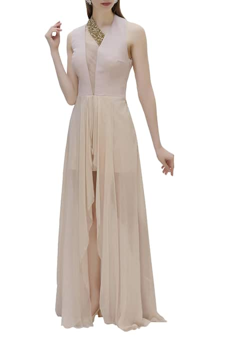 Babita Malkani Asymmetric Flared Gown 