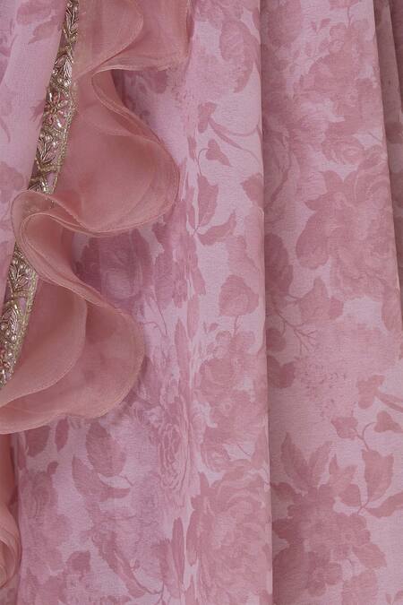 Avvantikaa S Parwani_Pink Organza Ruffle Saree And Blouse Set_at_Aza_Fashions