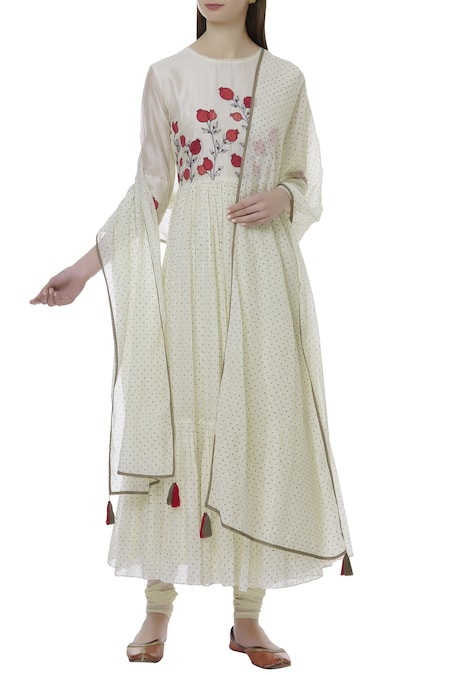 Ivory by Dipika Chanderi Anarkali Set 