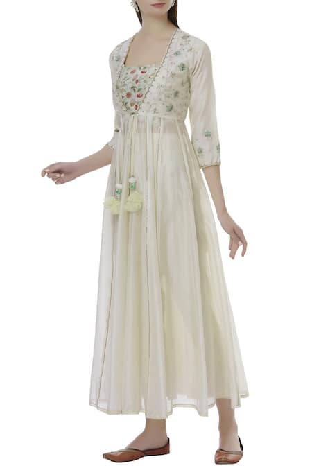 Ivory by Dipika Chanderi Anarkali Kurta Set 