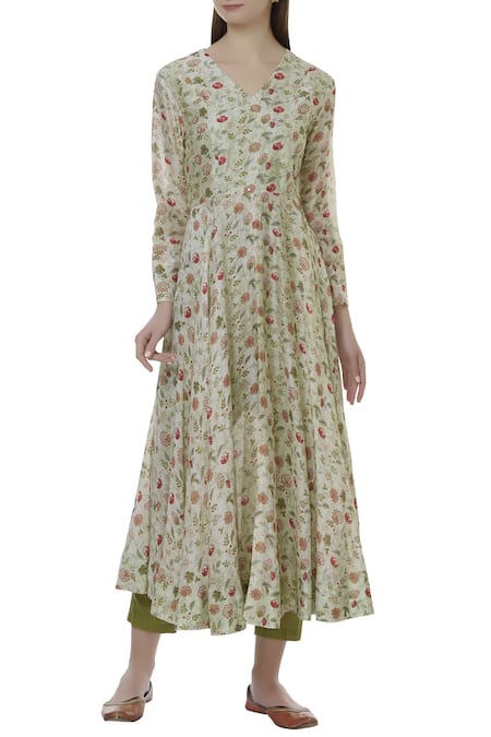 Ivory by Dipika Chanderi Silk Printed Kurta Set 