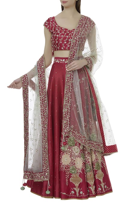 Ivory by Dipika Chanderi Embroidered Lehenga Set 