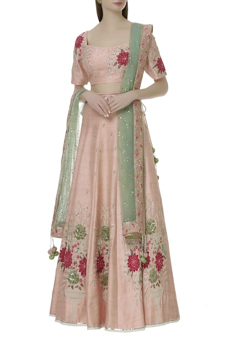 Ivory by Dipika Chanderi Embroidered Lehenga Set 