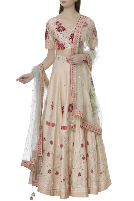 Ivory by Dipika Chanderi Embroidered Lehenga Set 