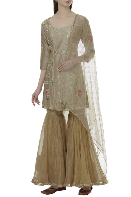 Ivory by Dipika Chanderi Kurta Sharara Set 