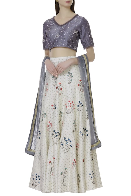 Ivory by Dipika Chanderi Embroidered Lehenga Set 