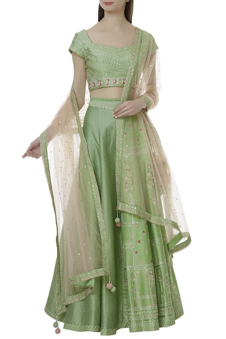 Ivory by Dipika Chanderi Embroidered Lehenga Set 