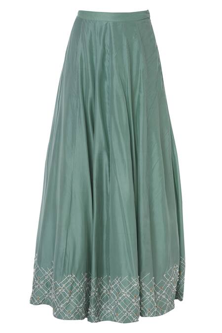 Shop_Ek Soot_Green Inner Netcrop Top And Lehenga Silk Inner Roundcrop Top Embroidered Set _Online_at_Aza_Fashions