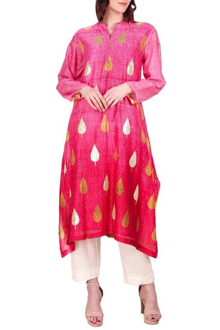 Abhijeet Khanna Pink Chanderi Silk Kurta