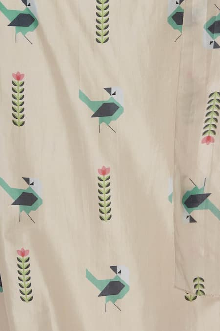 Sva By Sonam & Paras Modi_Beige Silk Printed Draped Skirt And Cape Set_at_Aza_Fashions