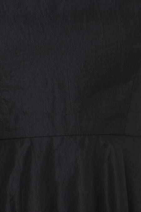 Sva By Sonam & Paras Modi_Black Silk Peplum Top And Skirt Set_at_Aza_Fashions