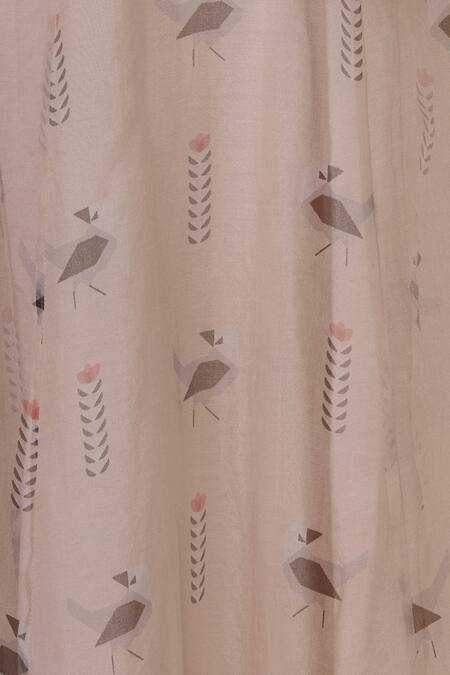 Sva By Sonam & Paras Modi_Beige Spun Printed Cape And Pant Set_at_Aza_Fashions