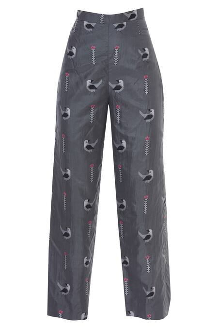 Shop_Sva By Sonam & Paras Modi_Grey Silk Printed Draped Tunic And Pant Set_Online_at_Aza_Fashions