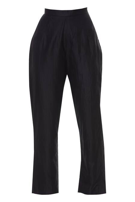 Shop_Sva By Sonam & Paras Modi_Black Silk One Shoulder Kurta Set_Online_at_Aza_Fashions