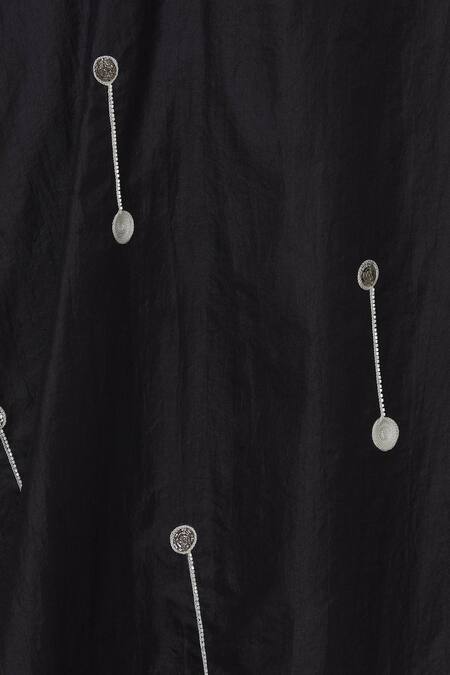 Sva By Sonam & Paras Modi_Black Silk One Shoulder Kurta Set_at_Aza_Fashions