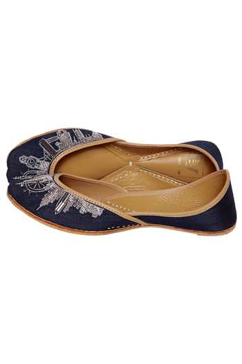 House Of Vian_Blue Embellished Juttis_Online_at_Aza_Fashions