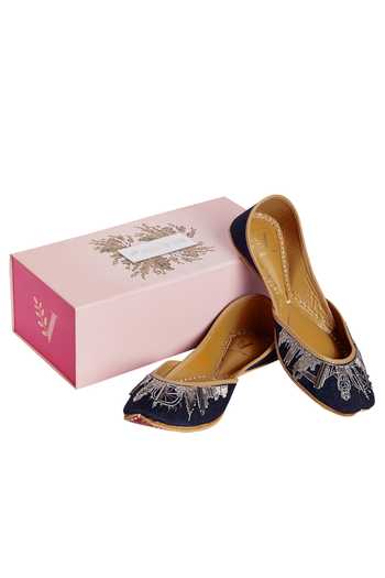 Shop_House Of Vian_Blue Embellished Juttis_Online_at_Aza_Fashions