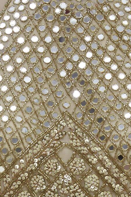 Neha Mehta Couture_Beige Georgette Embroidered Anarkali With Dupatta_at_Aza_Fashions