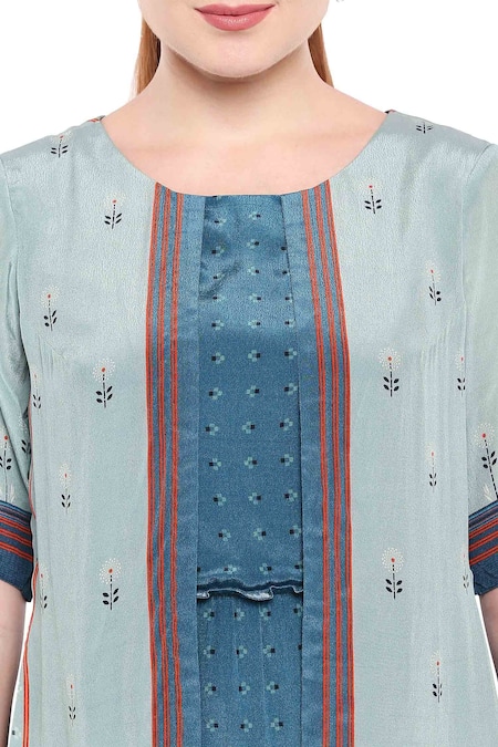 Shop So Us By Sougatpaul Blue Crepe Round Printed Maxi Dress Online at Aza Fashions Shop_So Us By Sougatpaul_Blue Crepe Round Printed Maxi Dress _Online_at_Aza_Fashions