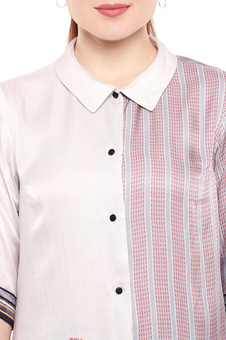 Shop So Us By Sougatpaul Off White Modal Satin Stand Fall Collar Printed Kurta Palazzo Set Online at Aza Fashions Shop_So Us By Sougatpaul_Off White Modal Satin Stand Fall Collar Printed Kurta Palazzo Set _Online_at_Aza_Fashions