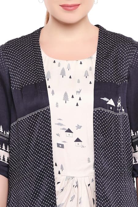 Shop So Us By Sougatpaul White Modal Satin Round Draped Dress With Jacket Online at Aza Fashions Shop_So Us By Sougatpaul_White Modal Satin Round Draped Dress With Jacket _Online_at_Aza_Fashions