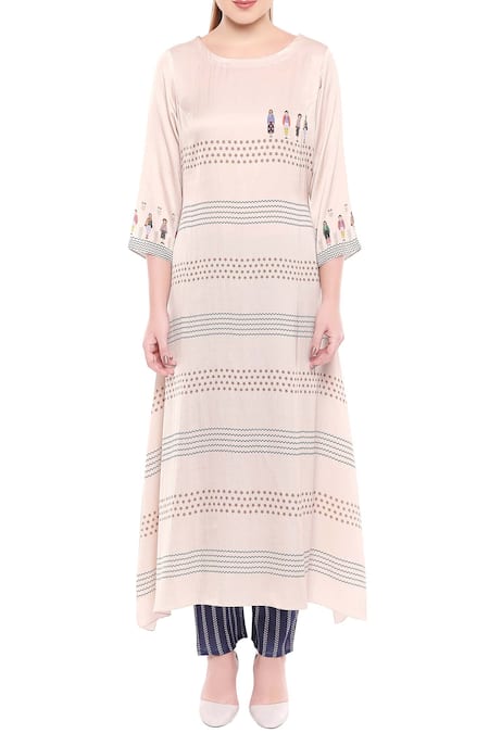 So Us By Sougatpaul Off White Rayon Round Printed Kurta Set Online at Aza Fashions So Us By Sougatpaul_Off White Rayon Round Printed Kurta Set _Online_at_Aza_Fashions