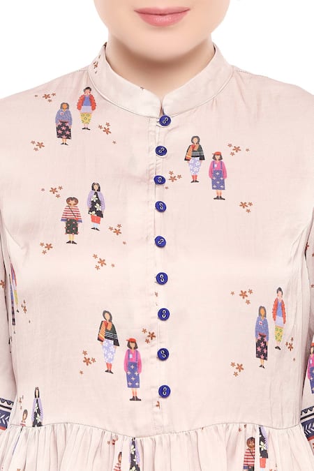 Shop So Us By Sougatpaul Blue Satin Stand Collar Printed Pant Set Online at Aza Fashions Shop_So Us By Sougatpaul_Blue Satin Stand Collar Printed Pant Set _Online_at_Aza_Fashions