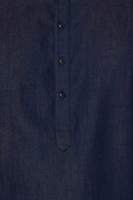 Kunal Rawal_Blue Denim Kurta_at_Aza_Fashions