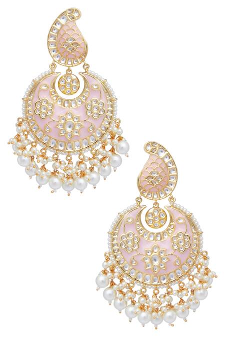 Just Shradha's Gold Plated Polki Stones Chandbalis