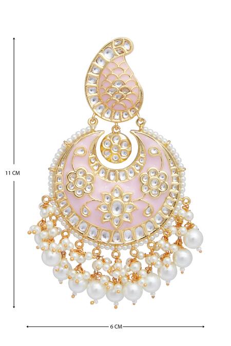 Buy Just Shradhas Gold Plated Polki Stones Chandbalis Online at Aza Fashions Buy_Just Shradhas_Gold Plated Polki Stones Chandbalis_Online_at_Aza_Fashions